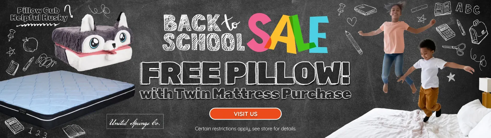 Back to School Free Pillow with Twin Mattress